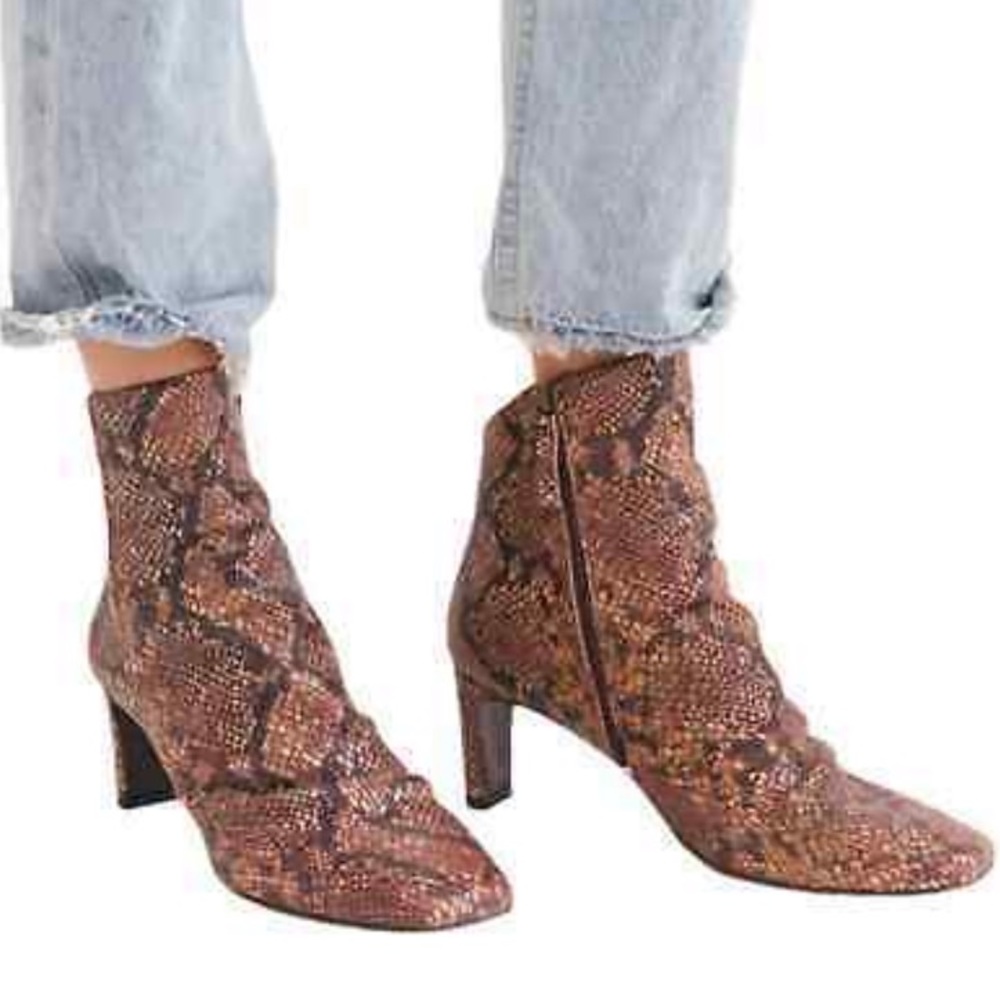 Free People Cybill Heel Brown Leather Ankle Boot Size 39